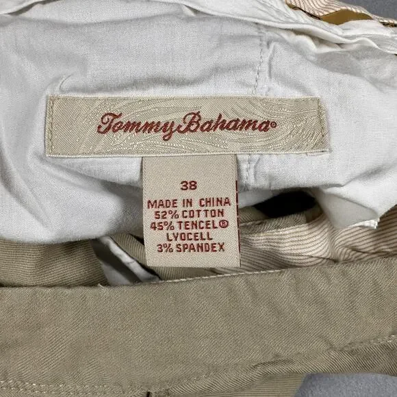 Tommy Bahama Shorts Mens 38 Khaki Beige Stretch Classic Chino Flat Front Casual - Picture 3 of 11